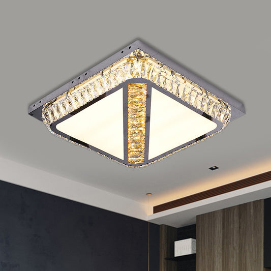 Simple Square Flush Mount Beveled Crystal Embedded LED Ceiling Lighting in Chrome Chrome B Clearhalo 'Ceiling Lights' 'Close To Ceiling Lights' 'Close to ceiling' 'Flush mount' Lighting' 790563