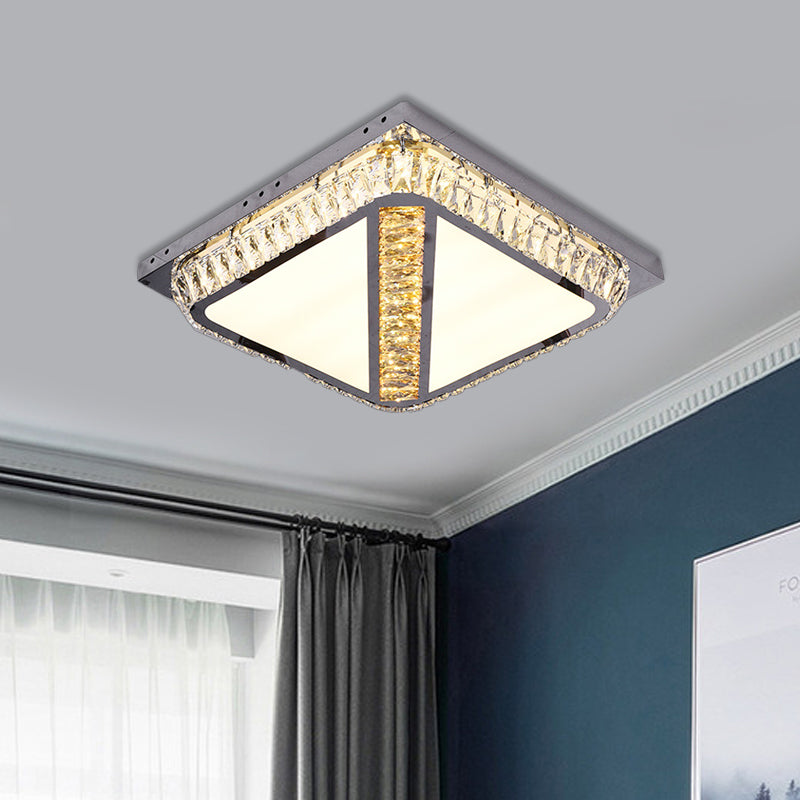 Simple Square Flush Mount Beveled Crystal Embedded LED Ceiling Lighting in Chrome Clearhalo 'Ceiling Lights' 'Close To Ceiling Lights' 'Close to ceiling' 'Flush mount' Lighting' 790564