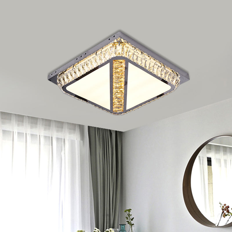 Simple Square Flush Mount Beveled Crystal Embedded LED Ceiling Lighting in Chrome Clearhalo 'Ceiling Lights' 'Close To Ceiling Lights' 'Close to ceiling' 'Flush mount' Lighting' 790565