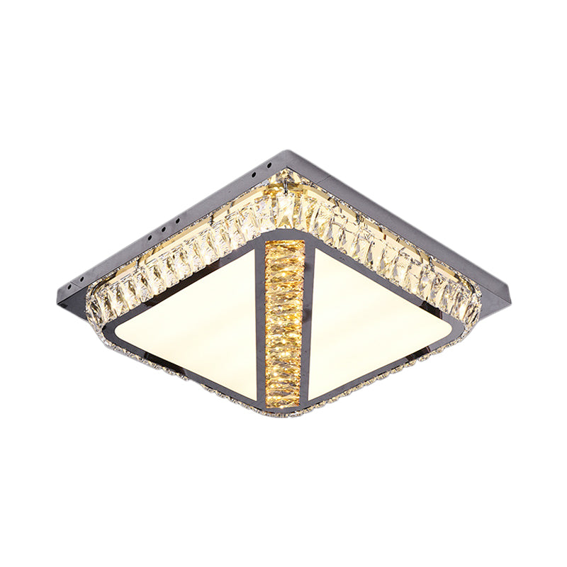 Simple Square Flush Mount Beveled Crystal Embedded LED Ceiling Lighting in Chrome Clearhalo 'Ceiling Lights' 'Close To Ceiling Lights' 'Close to ceiling' 'Flush mount' Lighting' 790566