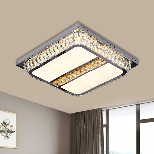 Simple Square Flush Mount Beveled Crystal Embedded LED Ceiling Lighting in Chrome Chrome C Clearhalo 'Ceiling Lights' 'Close To Ceiling Lights' 'Close to ceiling' 'Flush mount' Lighting' 790567