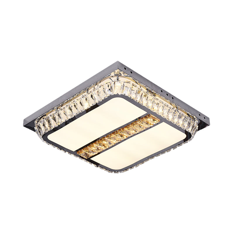 Simple Square Flush Mount Beveled Crystal Embedded LED Ceiling Lighting in Chrome Clearhalo 'Ceiling Lights' 'Close To Ceiling Lights' 'Close to ceiling' 'Flush mount' Lighting' 790570