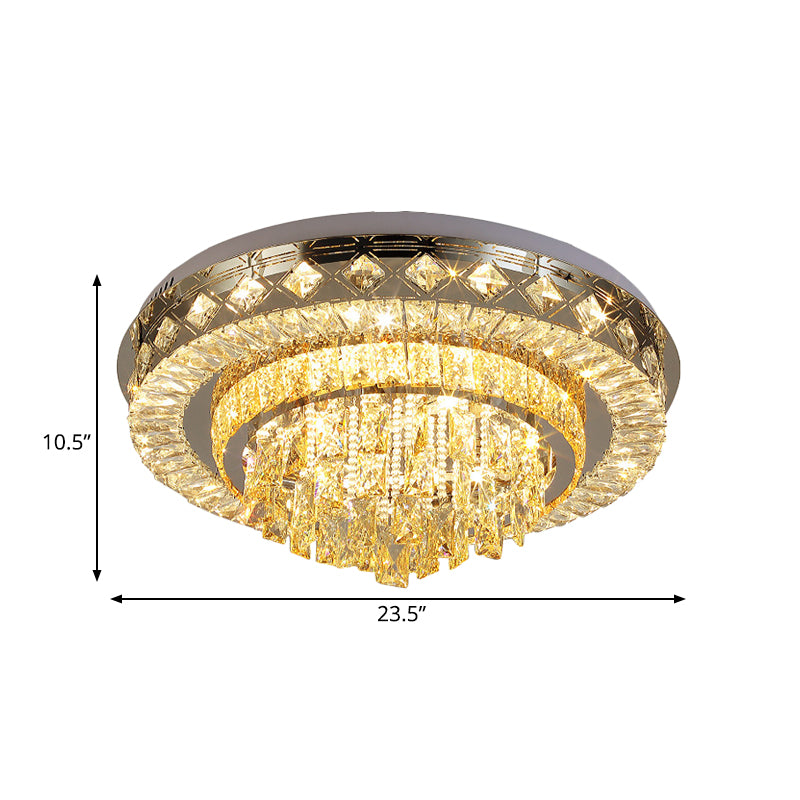 Faceted Cut Crystal Tiers Ceiling Flush Modernist Living Room LED Flush Mount Light in Chrome Clearhalo 'Ceiling Lights' 'Close To Ceiling Lights' 'Close to ceiling' 'Flush mount' Lighting' 790574