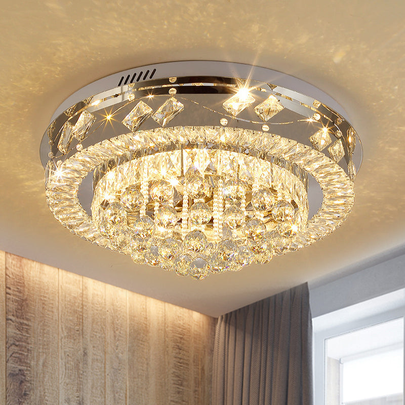 Faceted Cut Crystal Tiers Ceiling Flush Modernist Living Room LED Flush Mount Light in Chrome Chrome B Clearhalo 'Ceiling Lights' 'Close To Ceiling Lights' 'Close to ceiling' 'Flush mount' Lighting' 790575