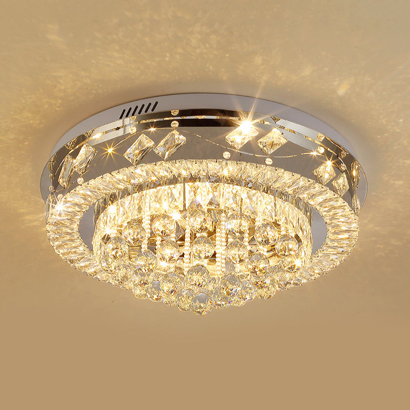 Faceted Cut Crystal Tiers Ceiling Flush Modernist Living Room LED Flush Mount Light in Chrome Clearhalo 'Ceiling Lights' 'Close To Ceiling Lights' 'Close to ceiling' 'Flush mount' Lighting' 790578