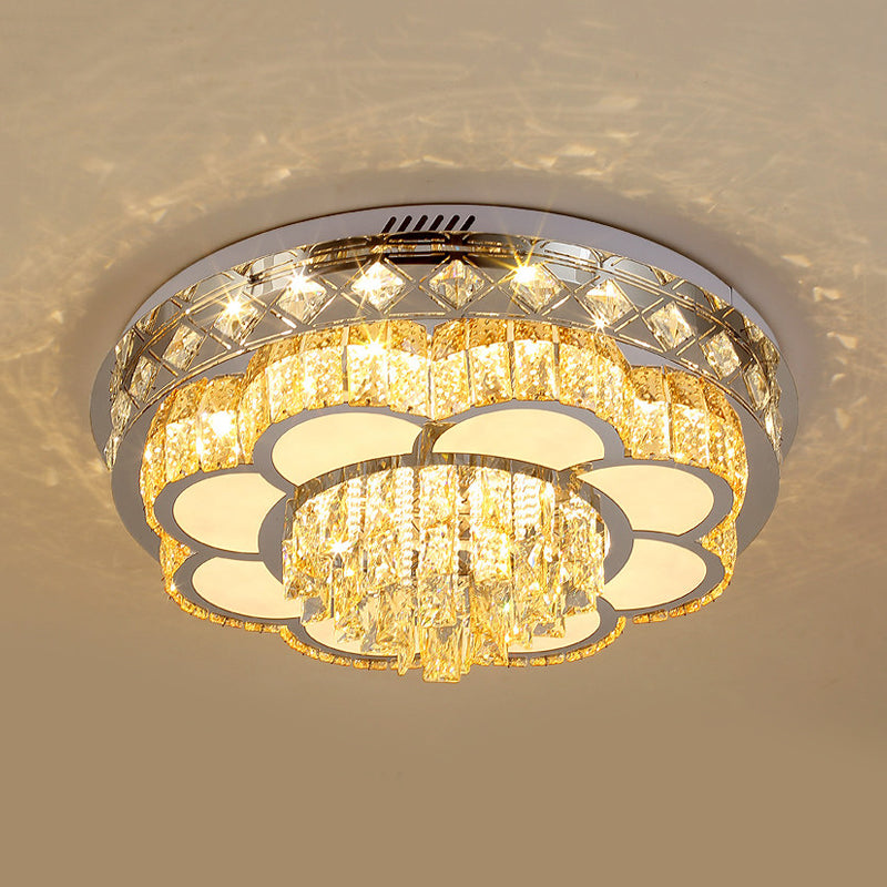 Faceted Cut Crystal Tiers Ceiling Flush Modernist Living Room LED Flush Mount Light in Chrome Clearhalo 'Ceiling Lights' 'Close To Ceiling Lights' 'Close to ceiling' 'Flush mount' Lighting' 790582