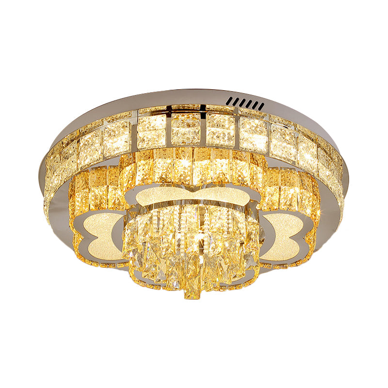 Faceted Cut Crystal Tiers Ceiling Flush Modernist Living Room LED Flush Mount Light in Chrome Clearhalo 'Ceiling Lights' 'Close To Ceiling Lights' 'Close to ceiling' 'Flush mount' Lighting' 790585