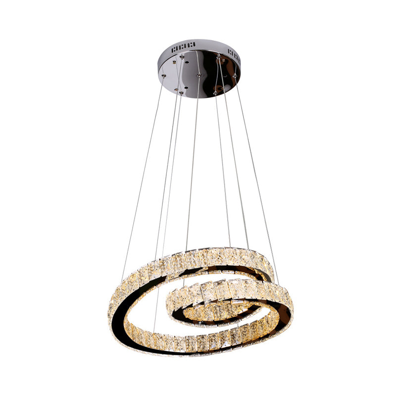 Chrome Closed Curve Pendant Light Minimalistic K9 Crystal Kitchen Dinette LED Chandelier Clearhalo 'Ceiling Lights' 'Chandeliers' 'Modern Chandeliers' 'Modern' Lighting' 790597