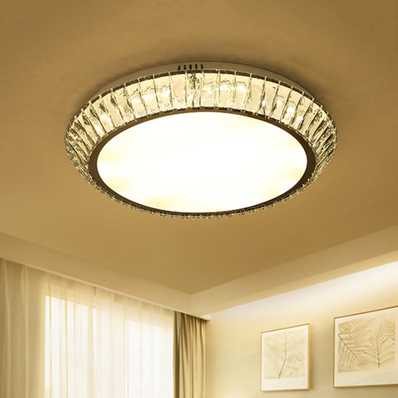 Beveled Inlaid Crystal Round Flushmount Minimalist Living Room 23.5"/31.5" Dia LED Flush Mount Ceiling Light in Chrome Chrome Clearhalo 'Ceiling Lights' 'Close To Ceiling Lights' 'Close to ceiling' 'Flush mount' Lighting' 790603