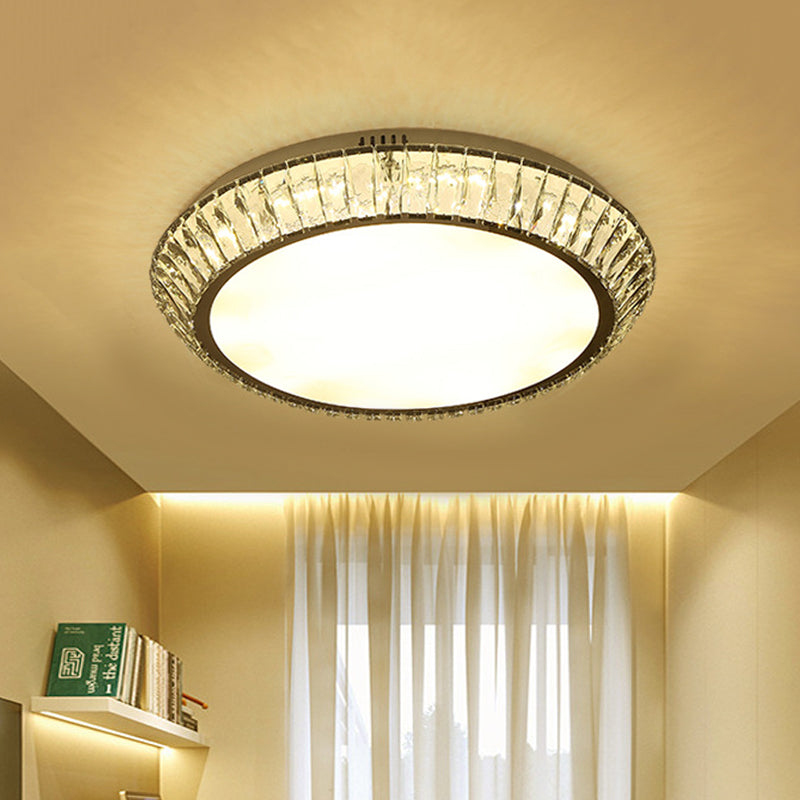 Beveled Inlaid Crystal Round Flushmount Minimalist Living Room 23.5"/31.5" Dia LED Flush Mount Ceiling Light in Chrome Clearhalo 'Ceiling Lights' 'Close To Ceiling Lights' 'Close to ceiling' 'Flush mount' Lighting' 790604