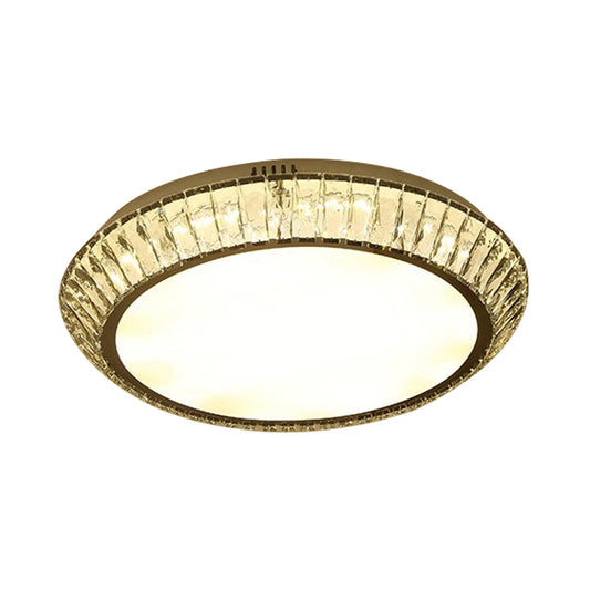 Beveled Inlaid Crystal Round Flushmount Minimalist Living Room 23.5"/31.5" Dia LED Flush Mount Ceiling Light in Chrome Clearhalo 'Ceiling Lights' 'Close To Ceiling Lights' 'Close to ceiling' 'Flush mount' Lighting' 790605