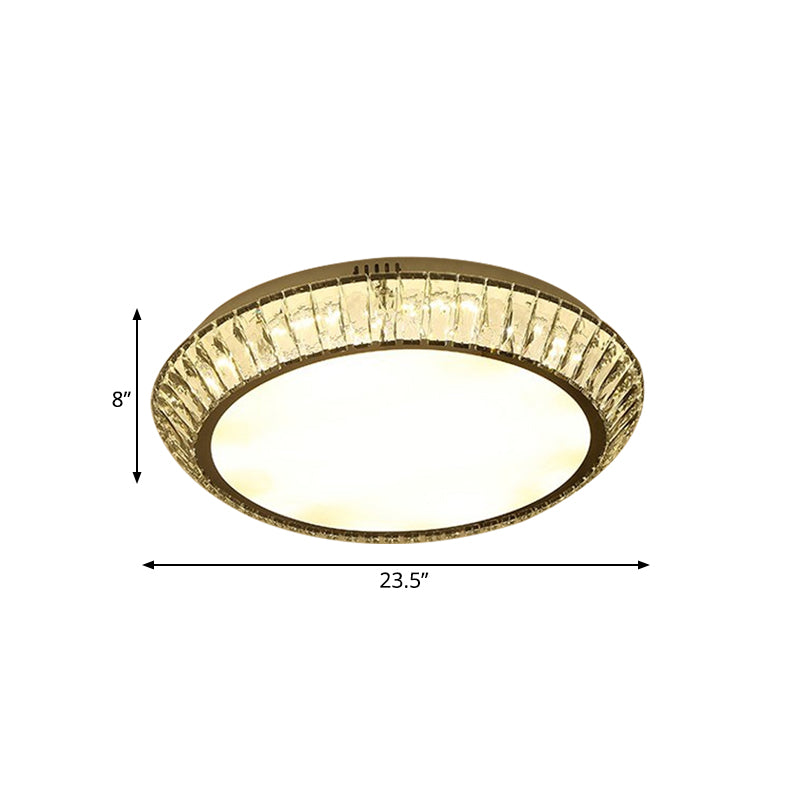 Beveled Inlaid Crystal Round Flushmount Minimalist Living Room 23.5"/31.5" Dia LED Flush Mount Ceiling Light in Chrome Clearhalo 'Ceiling Lights' 'Close To Ceiling Lights' 'Close to ceiling' 'Flush mount' Lighting' 790606