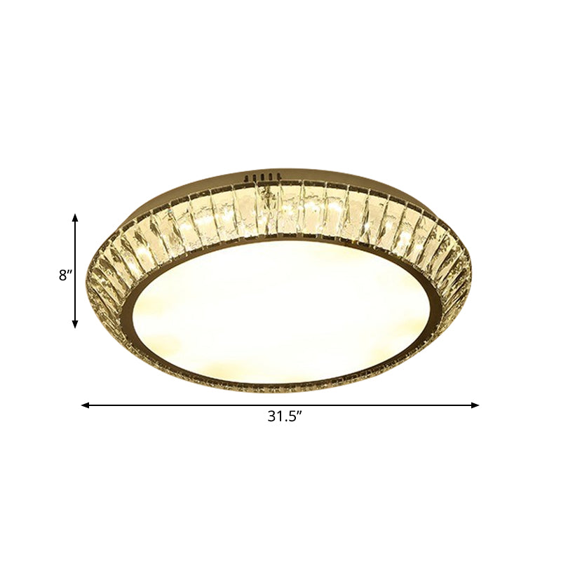 Beveled Inlaid Crystal Round Flushmount Minimalist Living Room 23.5"/31.5" Dia LED Flush Mount Ceiling Light in Chrome Clearhalo 'Ceiling Lights' 'Close To Ceiling Lights' 'Close to ceiling' 'Flush mount' Lighting' 790607