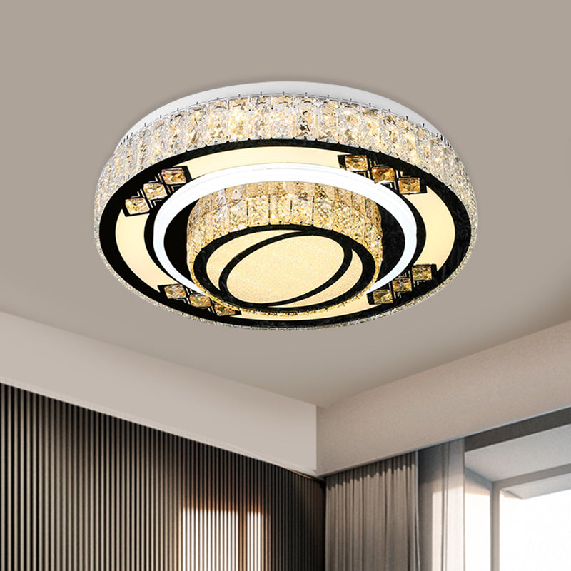 Tiered Round Bedroom Ceiling Flush Modern Crystal Chrome Finish LED Flush Mount Lighting Chrome Clearhalo 'Ceiling Lights' 'Close To Ceiling Lights' 'Close to ceiling' 'Flush mount' Lighting' 790612