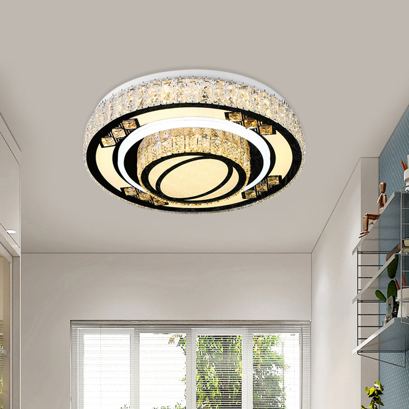 Tiered Round Bedroom Ceiling Flush Modern Crystal Chrome Finish LED Flush Mount Lighting Clearhalo 'Ceiling Lights' 'Close To Ceiling Lights' 'Close to ceiling' 'Flush mount' Lighting' 790613