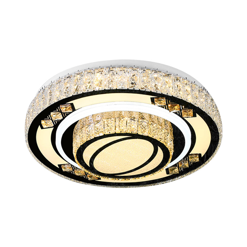 Tiered Round Bedroom Ceiling Flush Modern Crystal Chrome Finish LED Flush Mount Lighting Clearhalo 'Ceiling Lights' 'Close To Ceiling Lights' 'Close to ceiling' 'Flush mount' Lighting' 790614