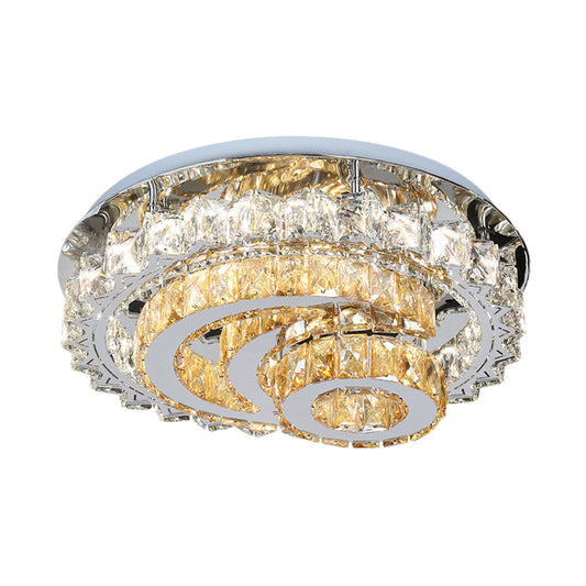 Opulent Inlaid Crystal LED Flushmount Modern Chrome Moon and Circle Parlor Ceiling Flush Light Fixture Clearhalo 'Ceiling Lights' 'Close To Ceiling Lights' 'Close to ceiling' 'Flush mount' Lighting' 790630