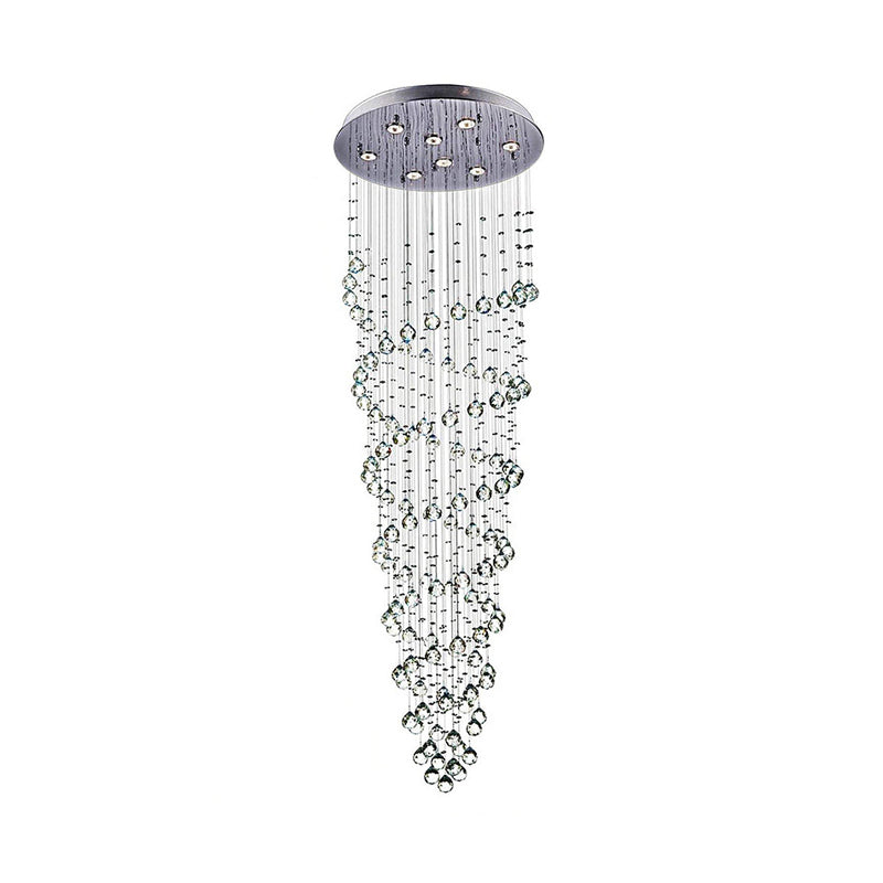 8 Lights Flush Mount Ceiling Chandelier Modern Stranded Crystal Beaded Flushmount Lighting in Chrome Clearhalo 'Ceiling Lights' 'Close To Ceiling Lights' 'Close to ceiling' 'Flush mount' Lighting' 790703