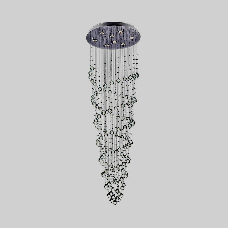 8 Lights Flush Mount Ceiling Chandelier Modern Stranded Crystal Beaded Flushmount Lighting in Chrome Clearhalo 'Ceiling Lights' 'Close To Ceiling Lights' 'Close to ceiling' 'Flush mount' Lighting' 790704