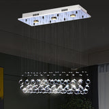 Dangling Crystal Ball LED Flush Light Modern Chrome Rectangular Dining Room Ceiling Mount Lamp Chrome Clearhalo 'Ceiling Lights' 'Close To Ceiling Lights' 'Close to ceiling' 'Flush mount' Lighting' 790710