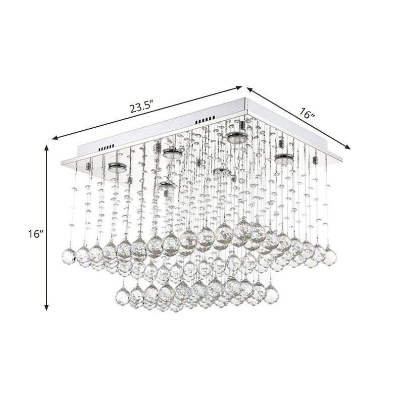 Chrome Finish 5 Bulbs Ceiling Flush Modernism Crystal Beaded Cuboid Flush-Mount Light Fixture Clearhalo 'Ceiling Lights' 'Close To Ceiling Lights' 'Close to ceiling' 'Flush mount' Lighting' 790717