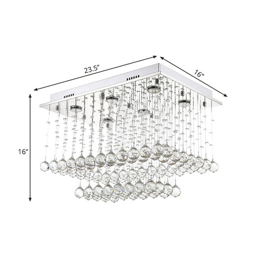 Chrome Finish 5 Bulbs Ceiling Flush Modernism Crystal Beaded Cuboid Flush-Mount Light Fixture Clearhalo 'Ceiling Lights' 'Close To Ceiling Lights' 'Close to ceiling' 'Flush mount' Lighting' 790717