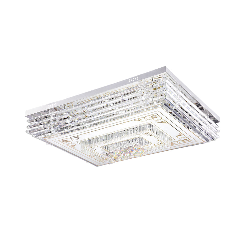 Chrome LED Flushmount Lighting Simple Crystal Laminated Rectangle Ceiling Flush Mount in 7 Color Light Clearhalo 'Ceiling Lights' 'Close To Ceiling Lights' 'Close to ceiling' 'Flush mount' Lighting' 790732