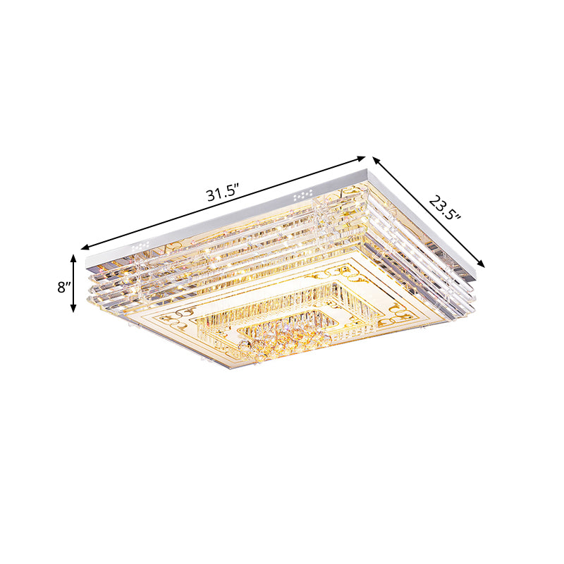 Chrome LED Flushmount Lighting Simple Crystal Laminated Rectangle Ceiling Flush Mount in 7 Color Light Clearhalo 'Ceiling Lights' 'Close To Ceiling Lights' 'Close to ceiling' 'Flush mount' Lighting' 790733