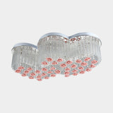 Crystal Rod Loving Heart Ceiling Flush Romantic Modern 8 Lights Bedroom Flush Light with Pink Ceramic Rose Finials Clearhalo 'Ceiling Lights' 'Close To Ceiling Lights' 'Close to ceiling' 'Flush mount' Lighting' 790765