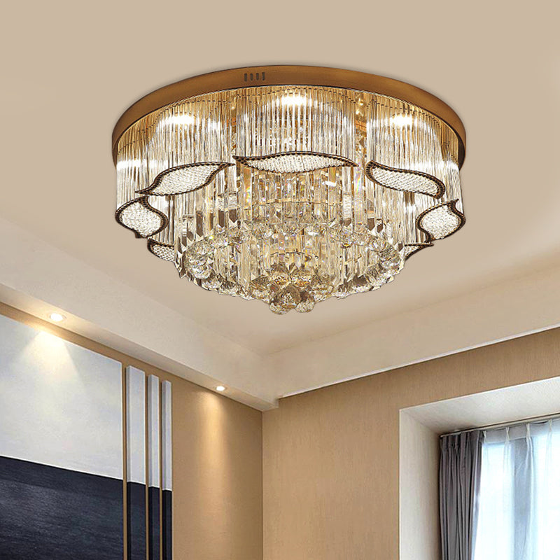 Gold Leaf-Edge Layer Flushmount Modern Crystal Lobby LED Flush Mounted Ceiling Light Gold Clearhalo 'Ceiling Lights' 'Close To Ceiling Lights' 'Close to ceiling' 'Flush mount' Lighting' 790775