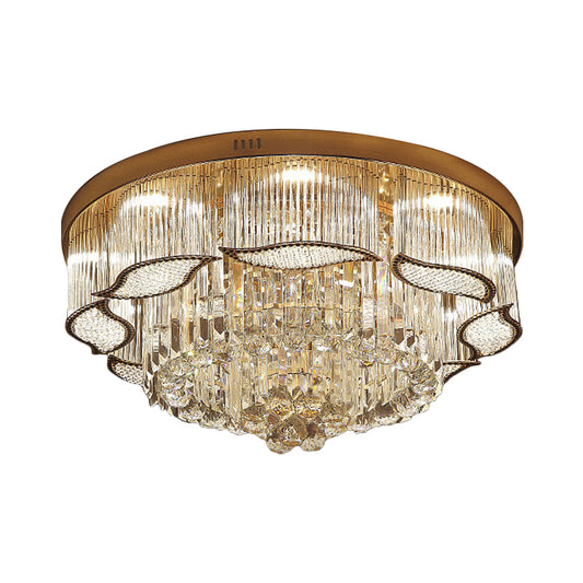 Gold Leaf-Edge Layer Flushmount Modern Crystal Lobby LED Flush Mounted Ceiling Light Clearhalo 'Ceiling Lights' 'Close To Ceiling Lights' 'Close to ceiling' 'Flush mount' Lighting' 790776