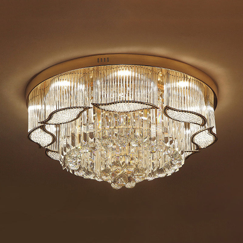 Gold Leaf-Edge Layer Flushmount Modern Crystal Lobby LED Flush Mounted Ceiling Light Clearhalo 'Ceiling Lights' 'Close To Ceiling Lights' 'Close to ceiling' 'Flush mount' Lighting' 790777