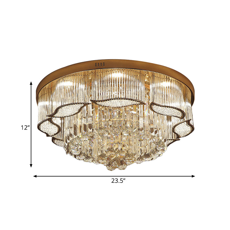 Gold Leaf-Edge Layer Flushmount Modern Crystal Lobby LED Flush Mounted Ceiling Light Clearhalo 'Ceiling Lights' 'Close To Ceiling Lights' 'Close to ceiling' 'Flush mount' Lighting' 790778