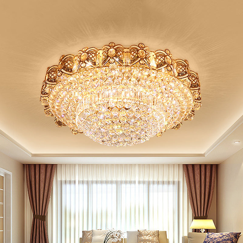 Multi-Tier LED Flush Ceiling Light Modernist Gold Crystal Flush Mount Lighting Fixture Gold Clearhalo 'Ceiling Lights' 'Close To Ceiling Lights' 'Close to ceiling' 'Flush mount' Lighting' 790779