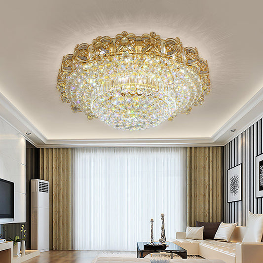 Multi-Tier LED Flush Ceiling Light Modernist Gold Crystal Flush Mount Lighting Fixture Clearhalo 'Ceiling Lights' 'Close To Ceiling Lights' 'Close to ceiling' 'Flush mount' Lighting' 790780