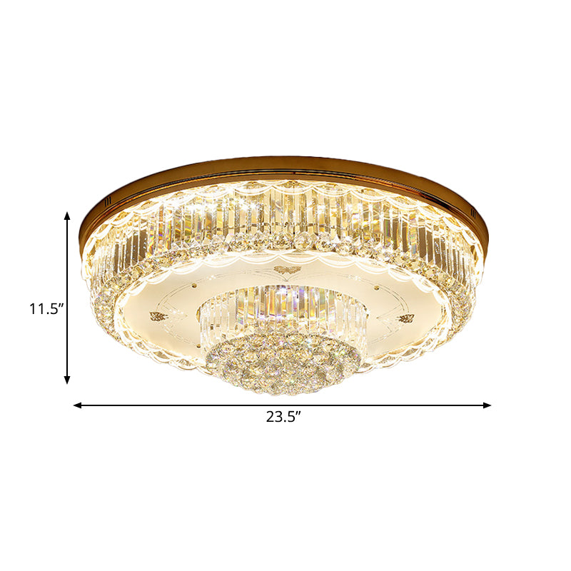 Prismatic Crystal Gold Flush Light 2 Tiers Minimalist LED Flush Mount Ceiling Fixture for Living Room Clearhalo 'Ceiling Lights' 'Close To Ceiling Lights' 'Close to ceiling' 'Flush mount' Lighting' 790786