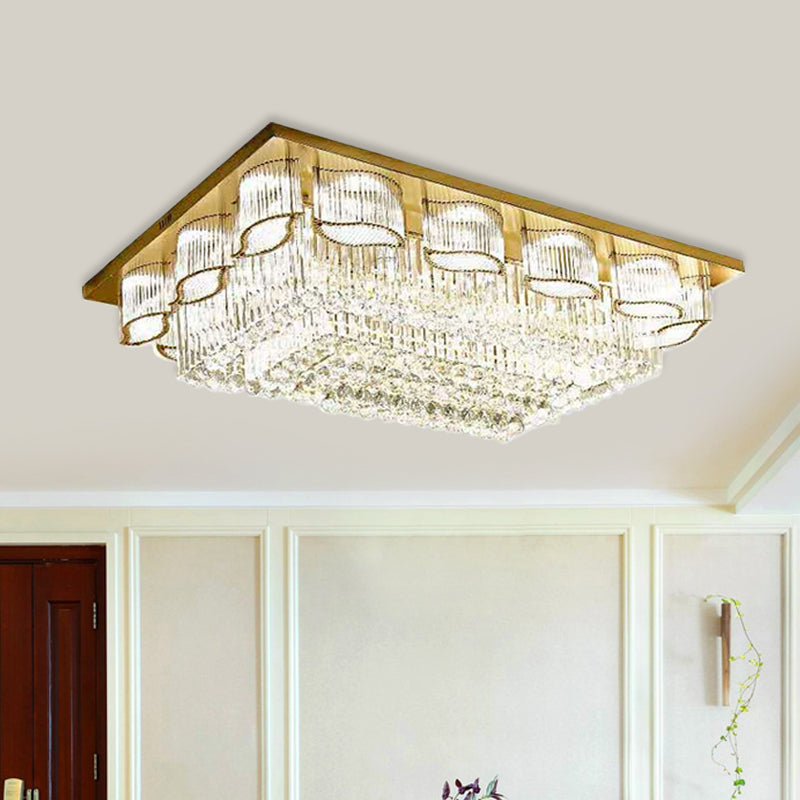 Modern Rectangular Ceiling Lighting Prismatic Crystal LED Flush Mount Recessed Lighting in Gold Gold Clearhalo 'Ceiling Lights' 'Close To Ceiling Lights' 'Close to ceiling' 'Flush mount' Lighting' 790804