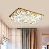 Modern Rectangular Ceiling Lighting Prismatic Crystal LED Flush Mount Recessed Lighting in Gold Clearhalo 'Ceiling Lights' 'Close To Ceiling Lights' 'Close to ceiling' 'Flush mount' Lighting' 790805