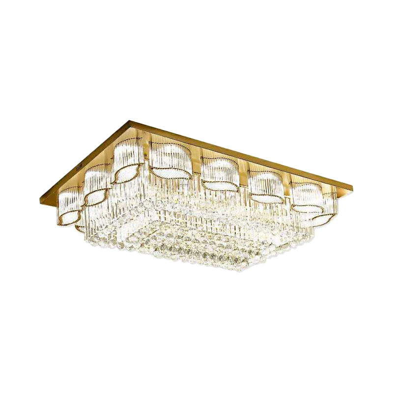 Modern Rectangular Ceiling Lighting Prismatic Crystal LED Flush Mount Recessed Lighting in Gold Clearhalo 'Ceiling Lights' 'Close To Ceiling Lights' 'Close to ceiling' 'Flush mount' Lighting' 790806