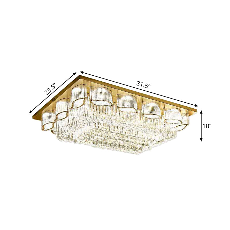 Modern Rectangular Ceiling Lighting Prismatic Crystal LED Flush Mount Recessed Lighting in Gold Clearhalo 'Ceiling Lights' 'Close To Ceiling Lights' 'Close to ceiling' 'Flush mount' Lighting' 790807