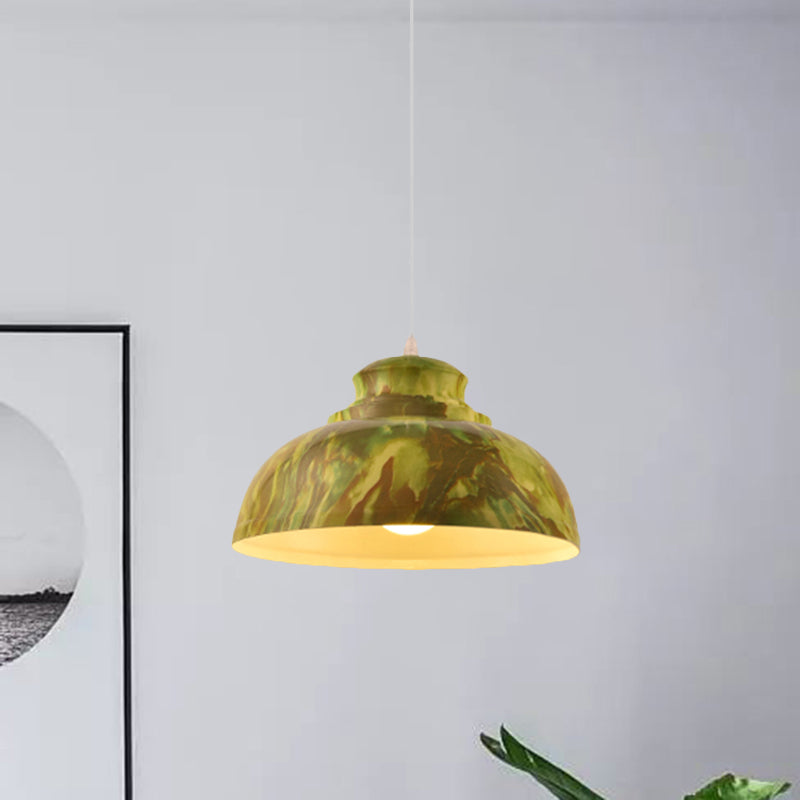 Coffee/Green Bowl Shade Hanging Lighting Loft Style Aluminum 1 Bulb Dining Room Drop Pendant Clearhalo 'Art Deco Pendants' 'Cast Iron' 'Ceiling Lights' 'Ceramic' 'Crystal' 'Industrial Pendants' 'Industrial' 'Metal' 'Middle Century Pendants' 'Pendant Lights' 'Pendants' 'Tiffany' Lighting' 790889