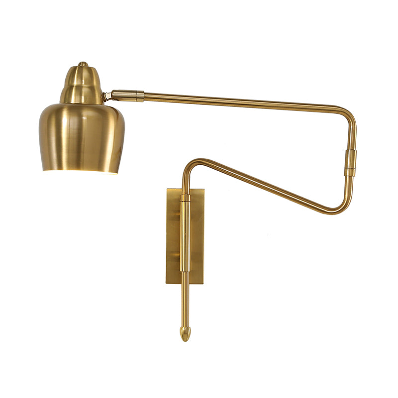1-Light Angled Arm Wall Lighting Ideas Industrial Black/Gold Metal Wall Sconce with Bowl Shade Clearhalo 'Art deco wall lights' 'Cast Iron' 'Glass' 'Industrial wall lights' 'Industrial' 'Middle century wall lights' 'Modern' 'Rustic wall lights' 'Tiffany' 'Traditional wall lights' 'Wall Lamps & Sconces' 'Wall Lights' Lighting' 790962