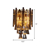Beveled K9 Crystal Gold Sconce Lighting Panel 2 Heads Modernist Wall Mount Lamp Fixture Clearhalo 'Cast Iron' 'Glass' 'Industrial' 'Modern wall lights' 'Modern' 'Tiffany' 'Traditional wall lights' 'Wall Lamps & Sconces' 'Wall Lights' Lighting' 791004