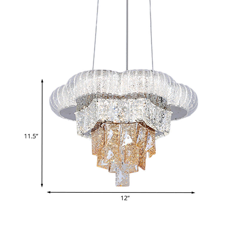 Tiered Flower LED Pendant Chandelier Modernist Chrome Prismatic Crystal Hanging Light Clearhalo 'Ceiling Lights' 'Chandeliers' Lighting' options 791091