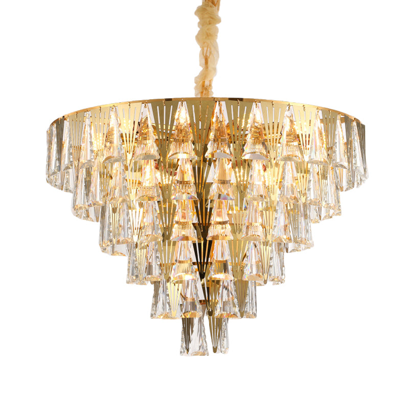 Conical Crystal Chandelier Lamp Contemporary 8 Bulbs Dining Room Pendant Ceiling Light in Gold Clearhalo 'Ceiling Lights' 'Chandeliers' Lighting' options 791094