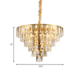Conical Crystal Chandelier Lamp Contemporary 8 Bulbs Dining Room Pendant Ceiling Light in Gold Clearhalo 'Ceiling Lights' 'Chandeliers' Lighting' options 791095