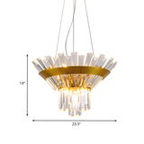 9-Bulb Rectangular-Cut Crystal Chandelier Postmodern Gold Cone Dining Table Suspension Light Clearhalo 'Ceiling Lights' 'Chandeliers' 'Modern Chandeliers' 'Modern' Lighting' 791099