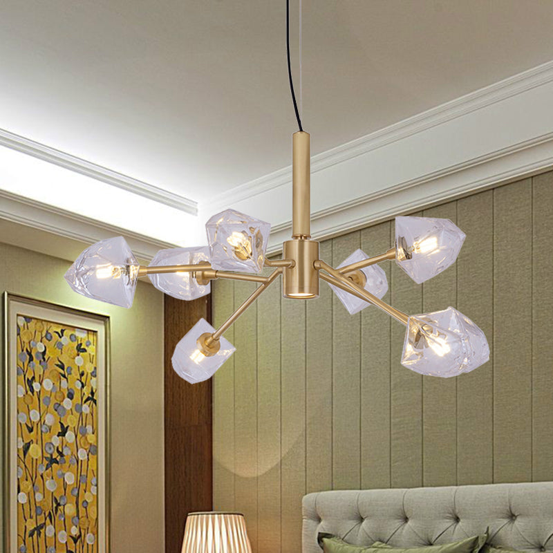 Brass 8 Heads Chandelier Lighting Postmodern Crystal Gemstone Ceiling Pendant Lamp Brass Clearhalo 'Ceiling Lights' 'Chandeliers' 'Modern Chandeliers' 'Modern' Lighting' 791104