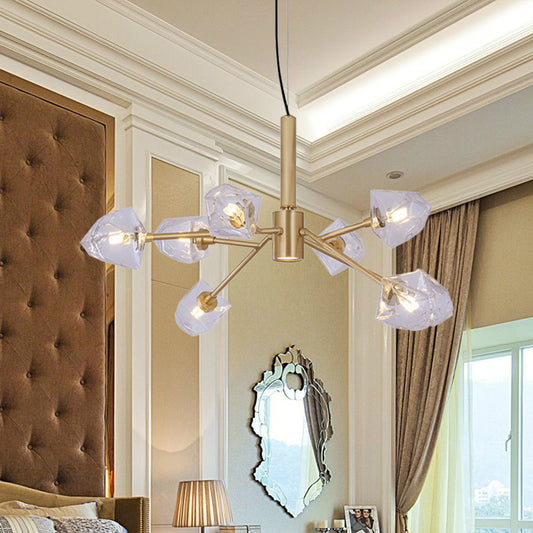 Brass 8 Heads Chandelier Lighting Postmodern Crystal Gemstone Ceiling Pendant Lamp Clearhalo 'Ceiling Lights' 'Chandeliers' 'Modern Chandeliers' 'Modern' Lighting' 791105