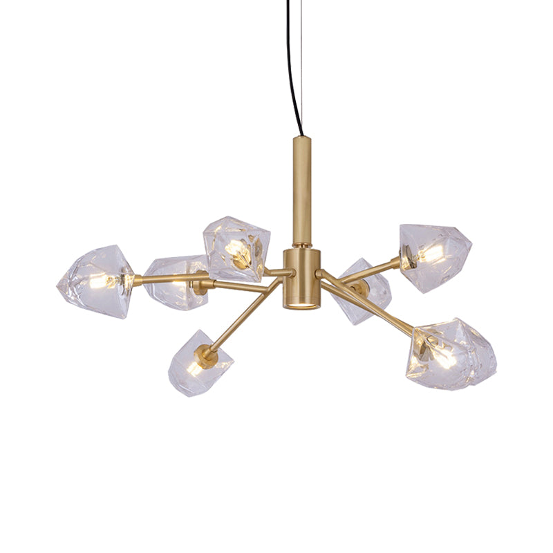 Brass 8 Heads Chandelier Lighting Postmodern Crystal Gemstone Ceiling Pendant Lamp Clearhalo 'Ceiling Lights' 'Chandeliers' 'Modern Chandeliers' 'Modern' Lighting' 791106